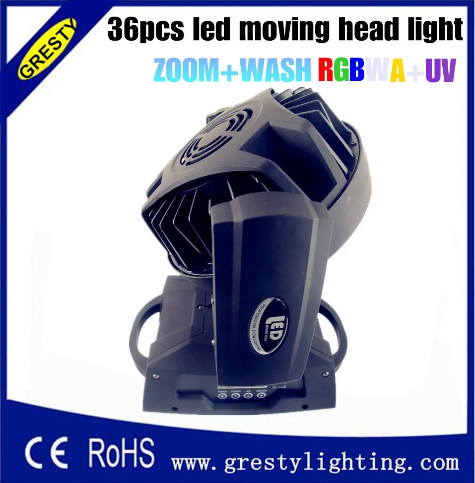 Подвижный головной светильник 36*18 Вт RGBWY УФ 6 в 1 zoom СВЕТОДИОДНЫЙ для dj сцены|beam moving