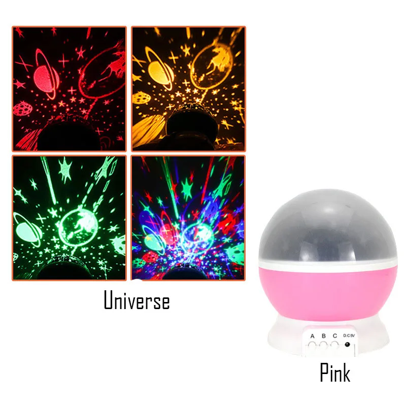 Universe Pink Светодиодный светильник с цветным поворотом и романтическим рисунком звездного неба, проекционный светильник с зарядкой от usb, фантазийный светильник для сна, декор для комнаты, детские игрушки - Color: Universe Pink