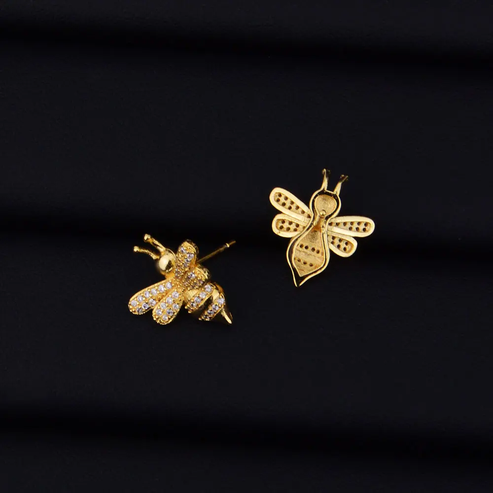 Золотистые женские серьги GODKI в виде пчелы с микрофианитами|earrings jewelry|cubic zirconiaearrings