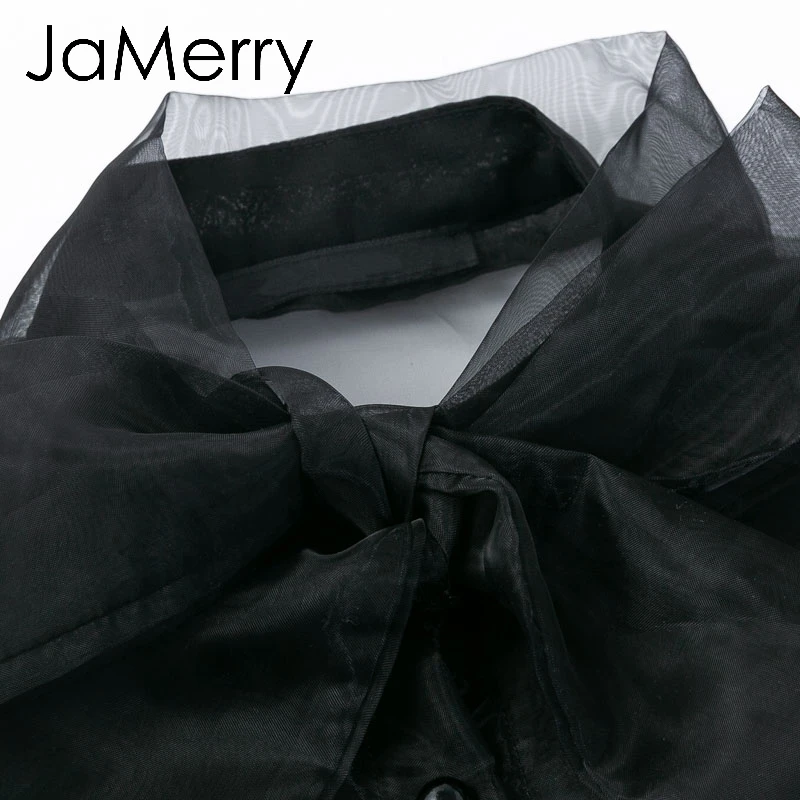 JaMerry винтажная сексуальная прозрачная сетчатая женская блузка рубашка водолазка
