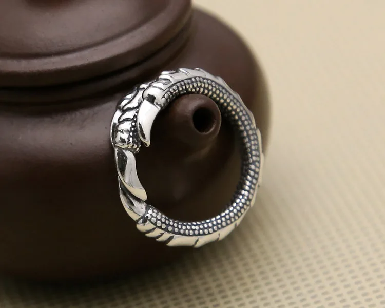 925 стерлингового серебра Ретро Орлиный коготь Открытое кольцо для мужчин тайское