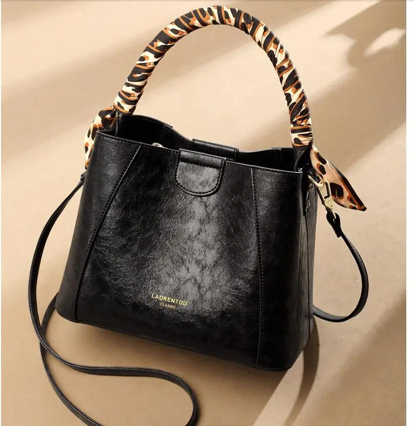 LAORENTOU high quality fashion luxury brand new leather handbags fashion wild portable bucket bag ladies shoulder Messenger