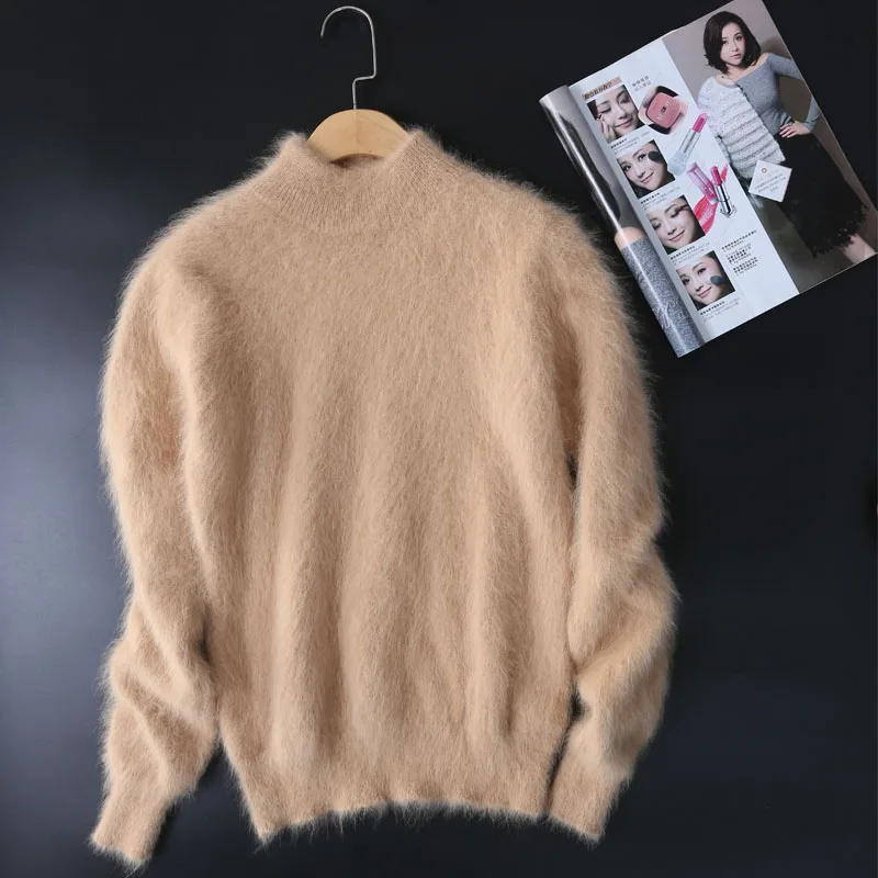 New genuine mink cashmere sweater women pullovers with turtleneck collar free shipping S1871 | Женская одежда