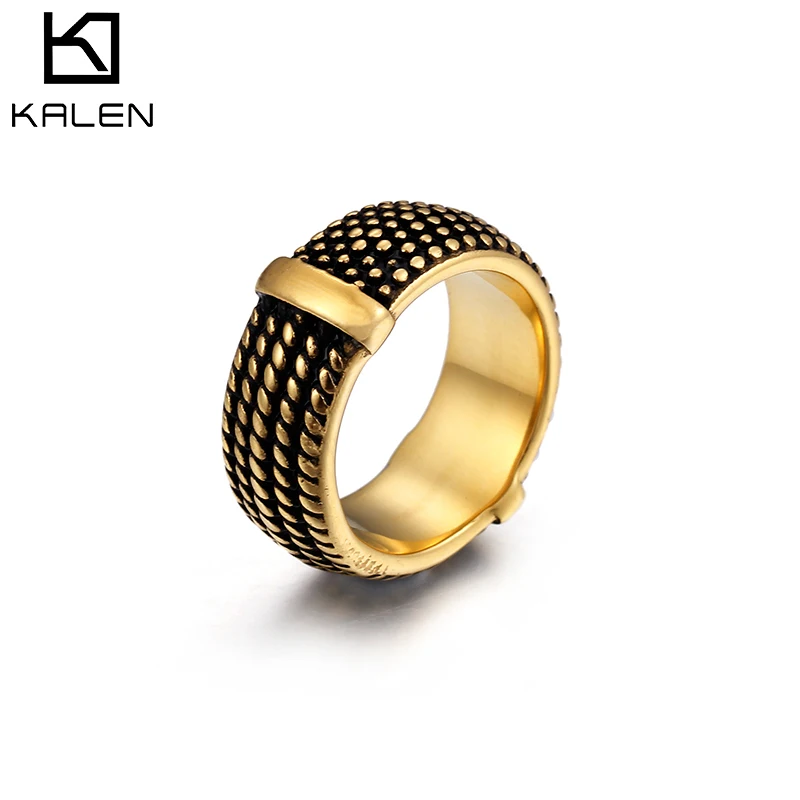 Мужские кольца KALEN из нержавеющей стали классические винтажные черные Anillo Hombre
