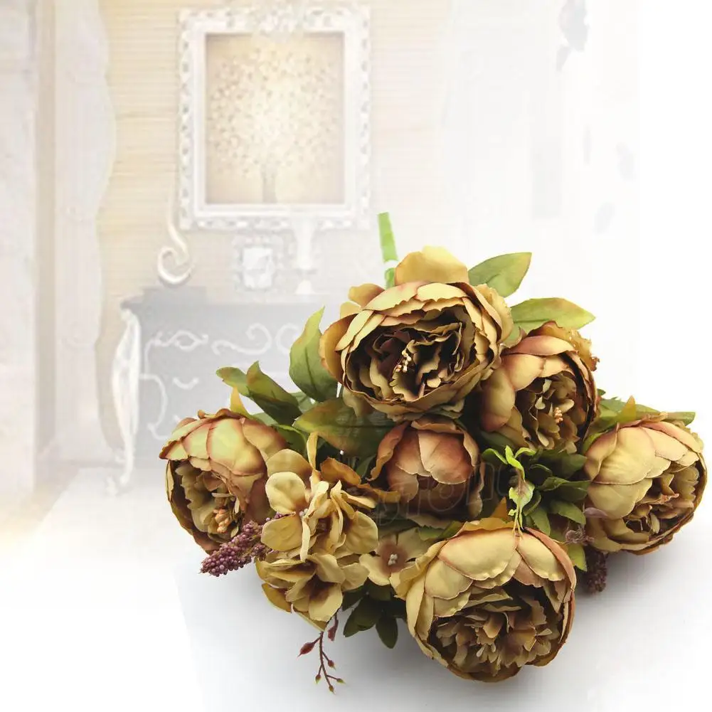 10 Главы Европейский Стиль поддельные искусственный шелк цвета пиона