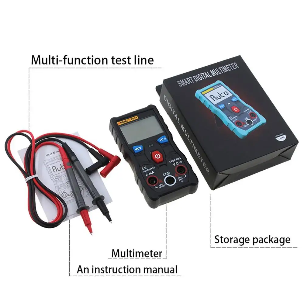 ANENG V01A Telt Digitale мультиметр тестер True RMS intelligente NCV AC/DC гаечный Stroom Ohm тестовый