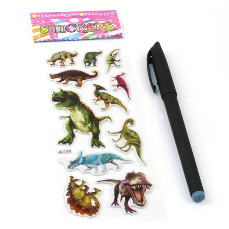 10sheets Cool Cartoon Dinosaur Stickers Kawaii Stationery Kids Animal PVC Baby School Teacher Reward Gift DIY Scarpbook | Канцтовары для