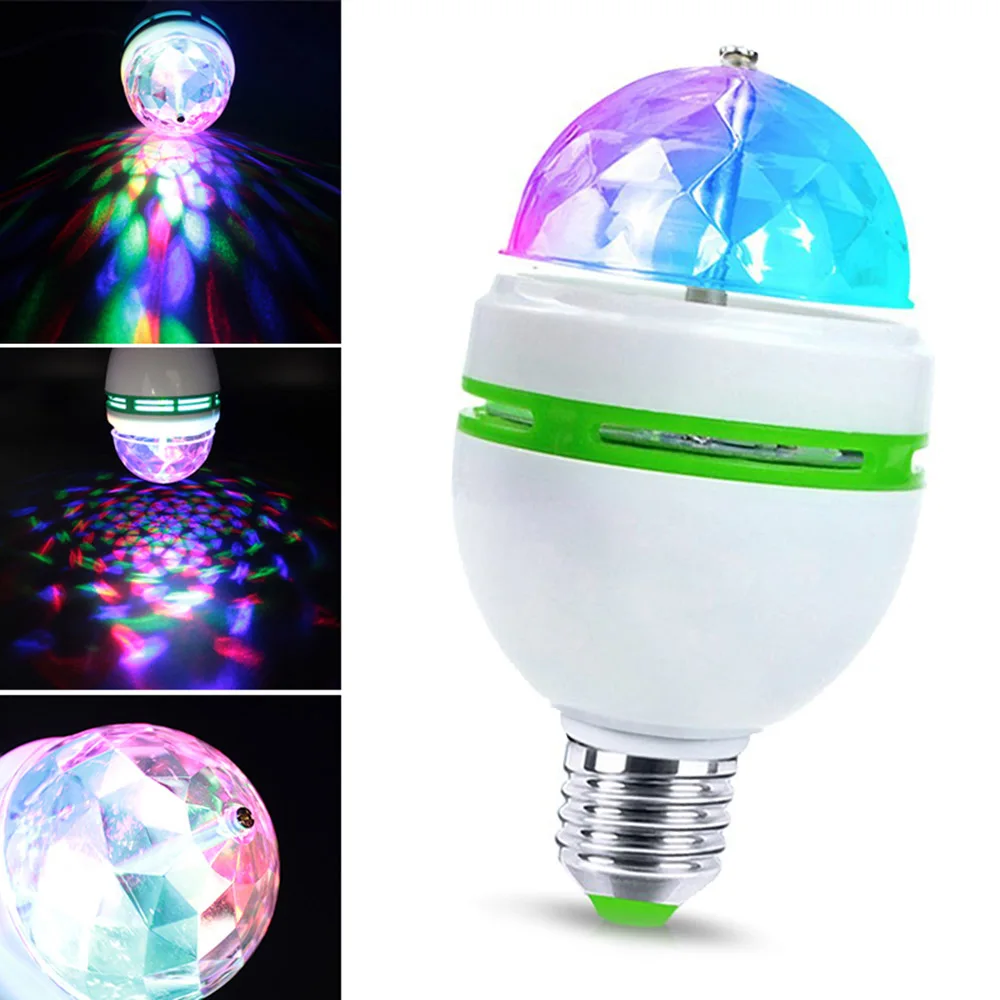 1 шт. 3 Вт 6 Вт RGB светодиодный светильник E27 AC 110 В-220 в авто вращающиеся светильники для сцены магический шар лампа для дома DJ вечерние украшения для танцев