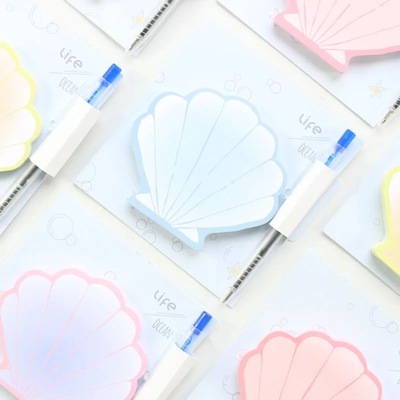 Новинка милый креативный липкий блокнот Domikee в форме ракушки для офиса и школы с