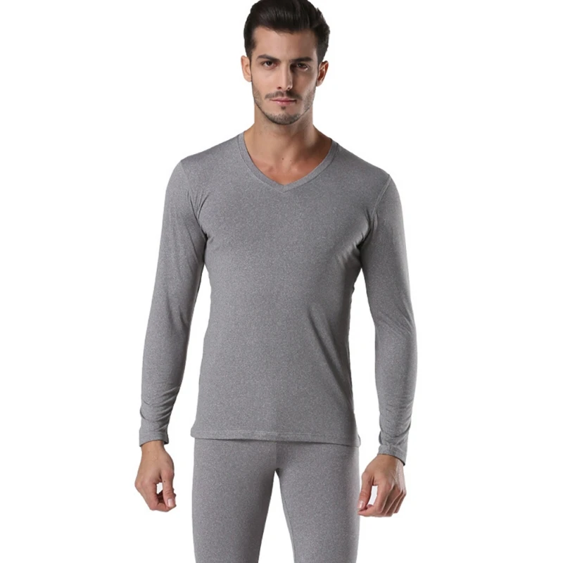 

Winter Warm Long Johns Set Men V Neck Ultra-Soft Thin Thermal Underwear Men's Pajamas Anti-microbial Stretch