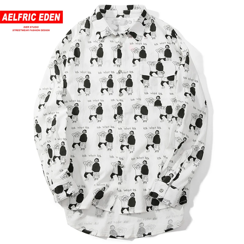 Aelfric Eden 2018 новый дизайн рубашки для мужчин с длинным рукавом Harajuku Повседневная