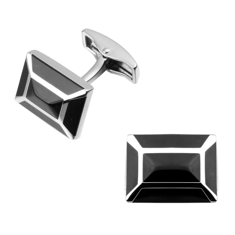 Высокое качество модные мужские рубашки запонки черные эмалевые латунная шляпка