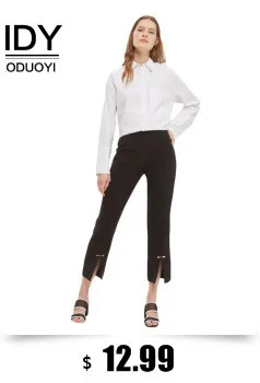 HDY Haoduoyi Fashion Black Women Casual Ankle-Length Pants Female High Waist Peg Trousers Wide Legs Lady Loose Bottoms
