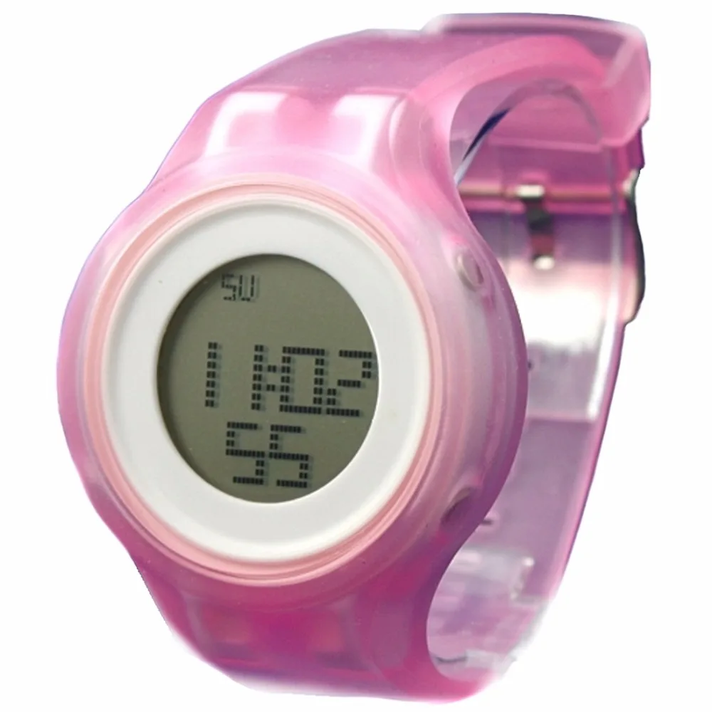 DW363A круглый белый корпус для часов Силиконовый розовый ремешок женские цифровые