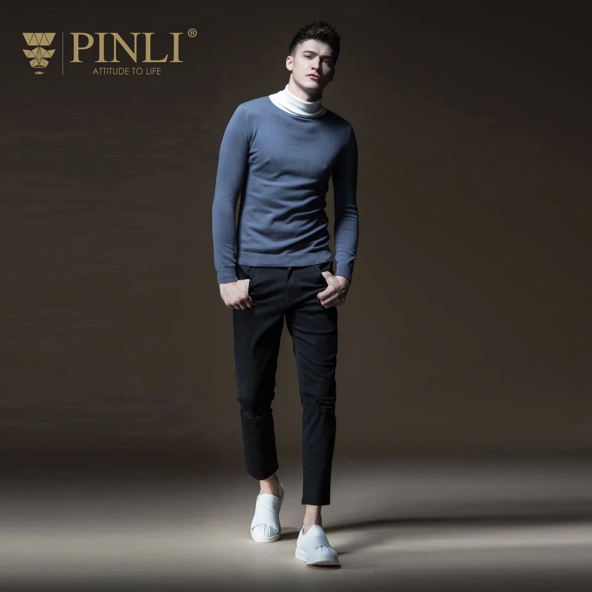 Мужские джинсы облегающие Pinli новые для отдыха с дырками B183116082 2019 | Мужская одежда
