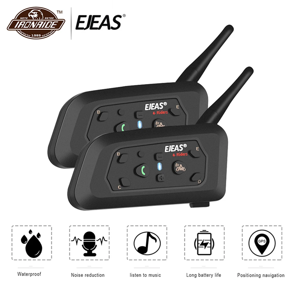 EJEAS мотоциклетная Интерком Bluetooth Мото шлем гарнитура коммуникатор