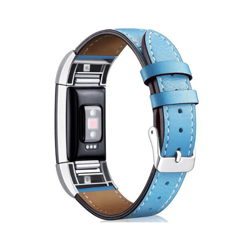 blue Ремешок из натуральной кожи для браслета fitbit Charge 2 браслет кожаный сменный браслет наручных часов браслет на запястье correa для fitbit charge2 - Цвет ремешка: blue