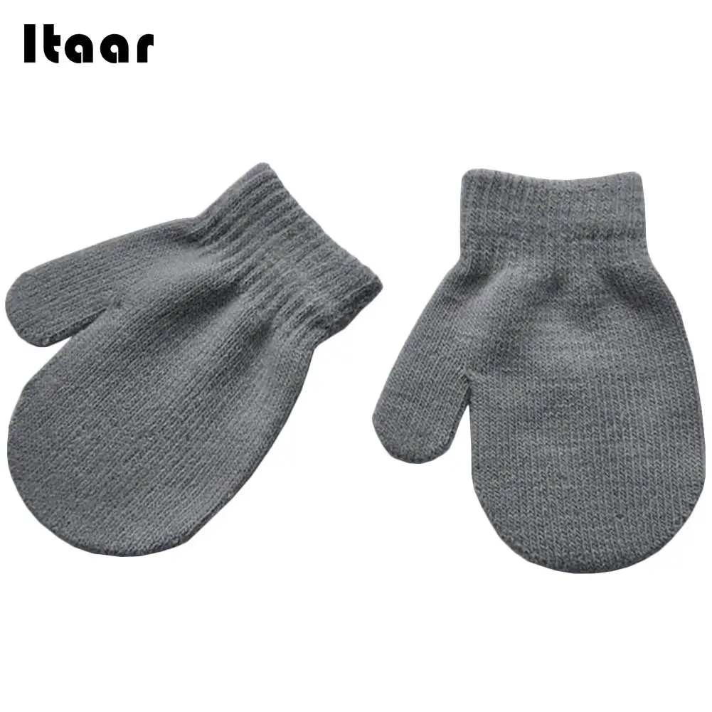 light grey 1 пара Новое поступление на зиму для маленьких мальчиков и девочек трикотажные перчатки теплые веревку полный митенки для пальцев перчатки для детей Дети - Цвет: light grey