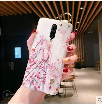 color as photo Чехол oneplus 7 pro силиконовый прозрачный силикон окрашенный ремешок для запястья чехол для телефона oneplus 7 Чехол, Fundas - Цвет: color as photo