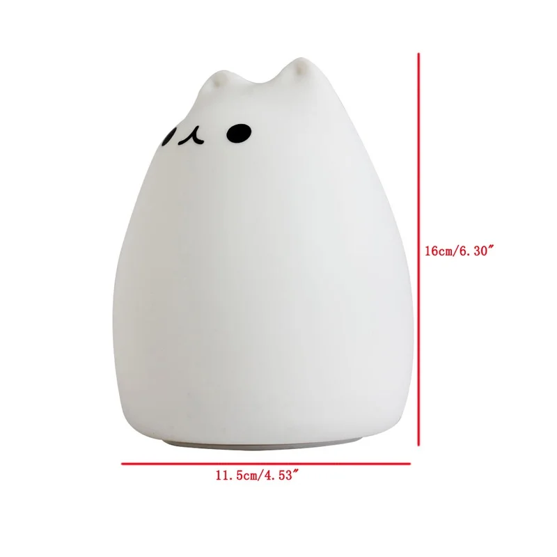 Кот USB светодиодный детский ночник с животными силиконовый мягкий мультяшный