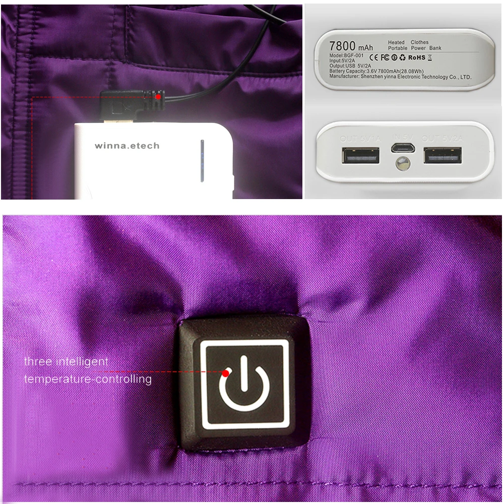 Новый жилет с подогревом USB питанием зимний женский теплый толстый 3 уровня
