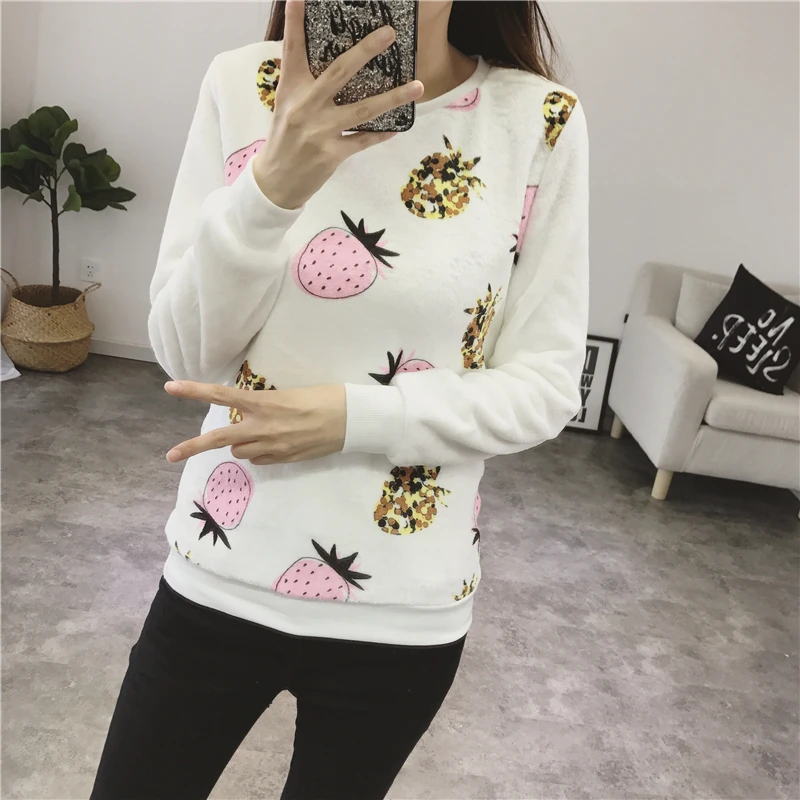 YANMUXI Harajuku с милыми заячьими ушками принт синий кофты kawaii хлопок длинным рукавом