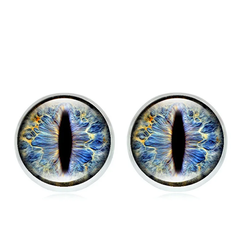 Модные серьги-гвоздики ювелирные изделия с посеребренным стеклом кабошон