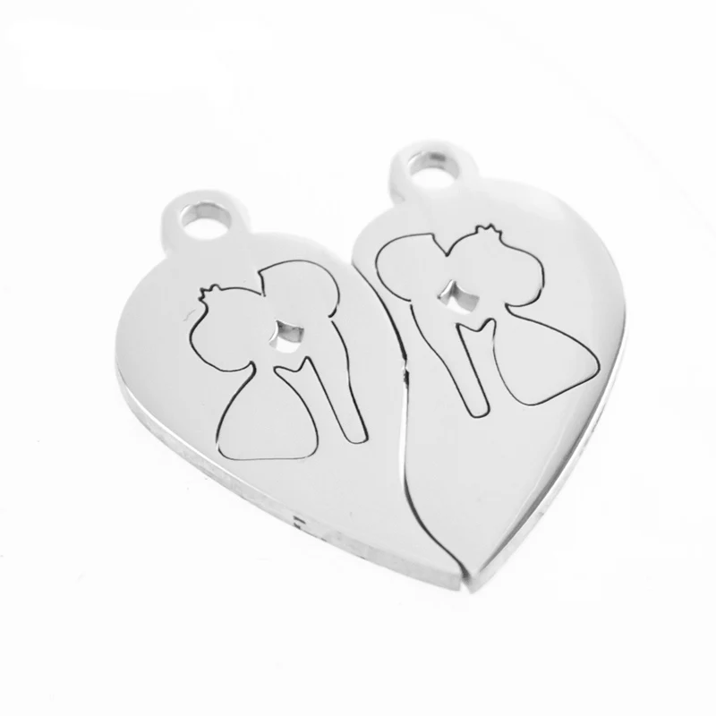 Комплект подвесок из нержавеющей стали 100% в виде сердца для невесты и жениха