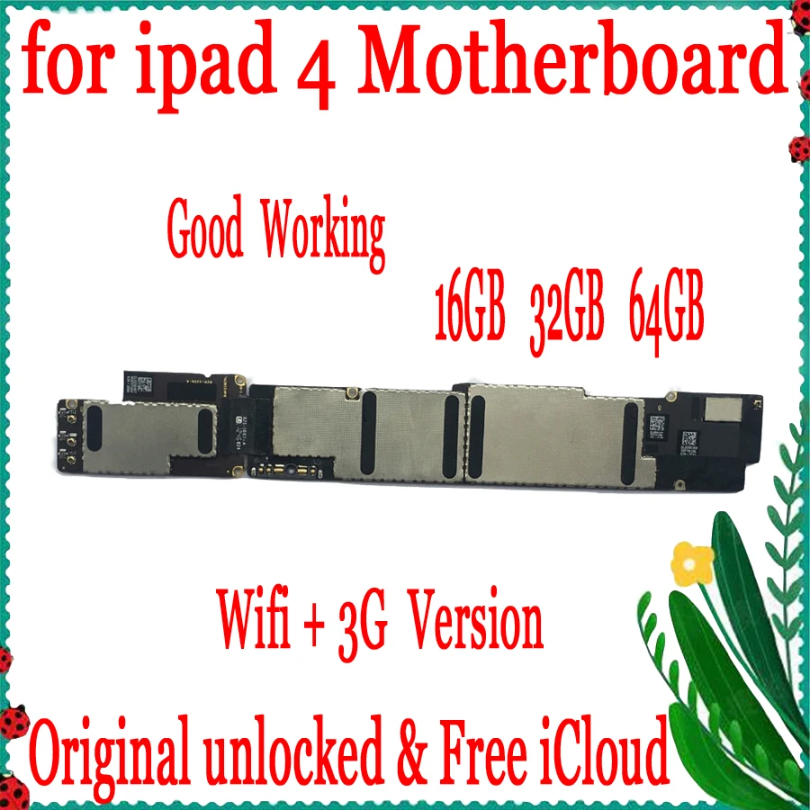 Заводская разблокированная материнская плата для ipad 4 Wifi + 3G 100% оригинальный