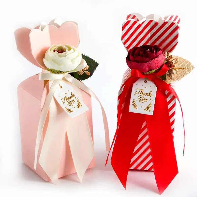 

10 шт./лот Креативные Свадебные принадлежности Ваза Форма цветок украшение бумажная коробка для конфет Рождество свадьба шоколад подарочна...