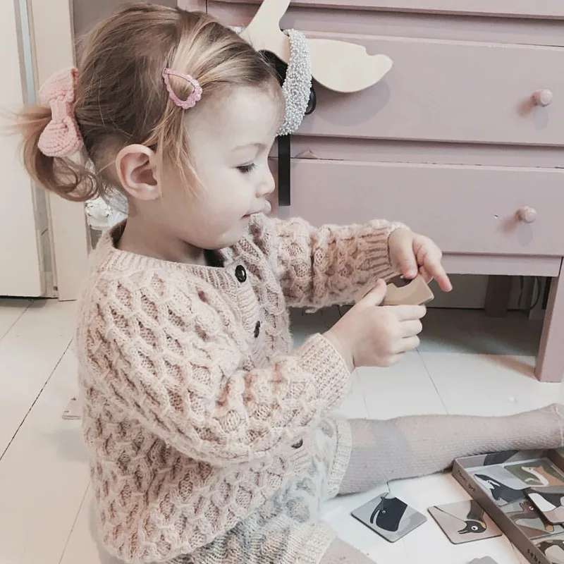 Осень 2018 вязаный хлопковый Кардиган для девочек Свитера одежда принцессы