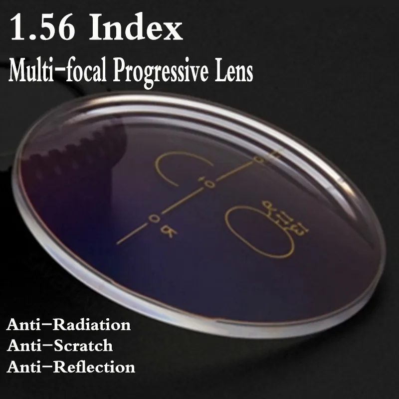 

1.56 Index Prescriptions Progressive Multi-focal Lens Optical Myopia See Near Far Glasses Anti-radiation Fatigue Lens 2PCS