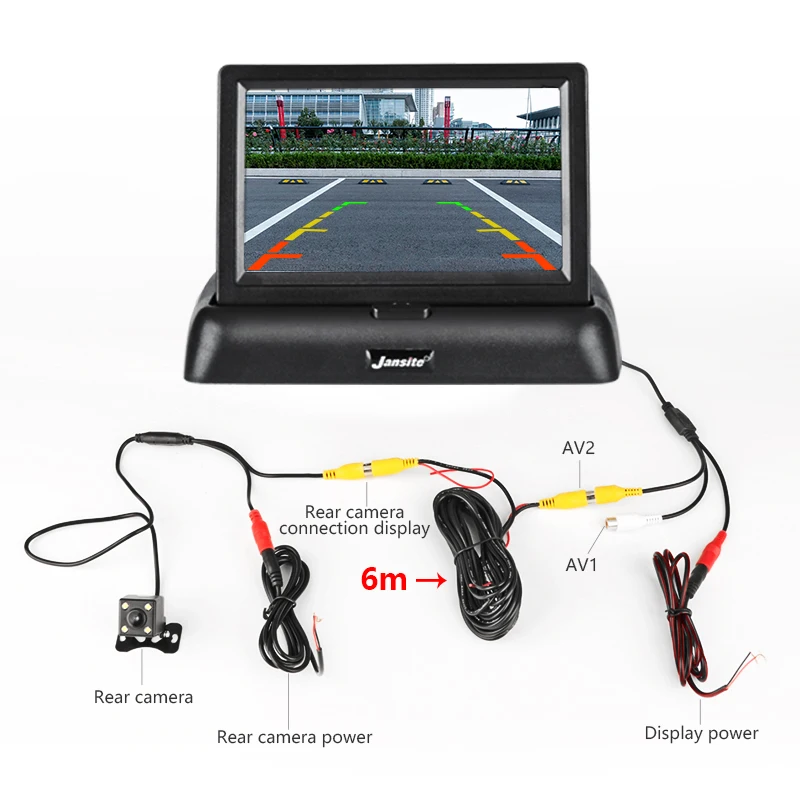 Jansite 4 3 &quotTFT LCD Складной автомобильный монитор цветной дисплей камера обратная