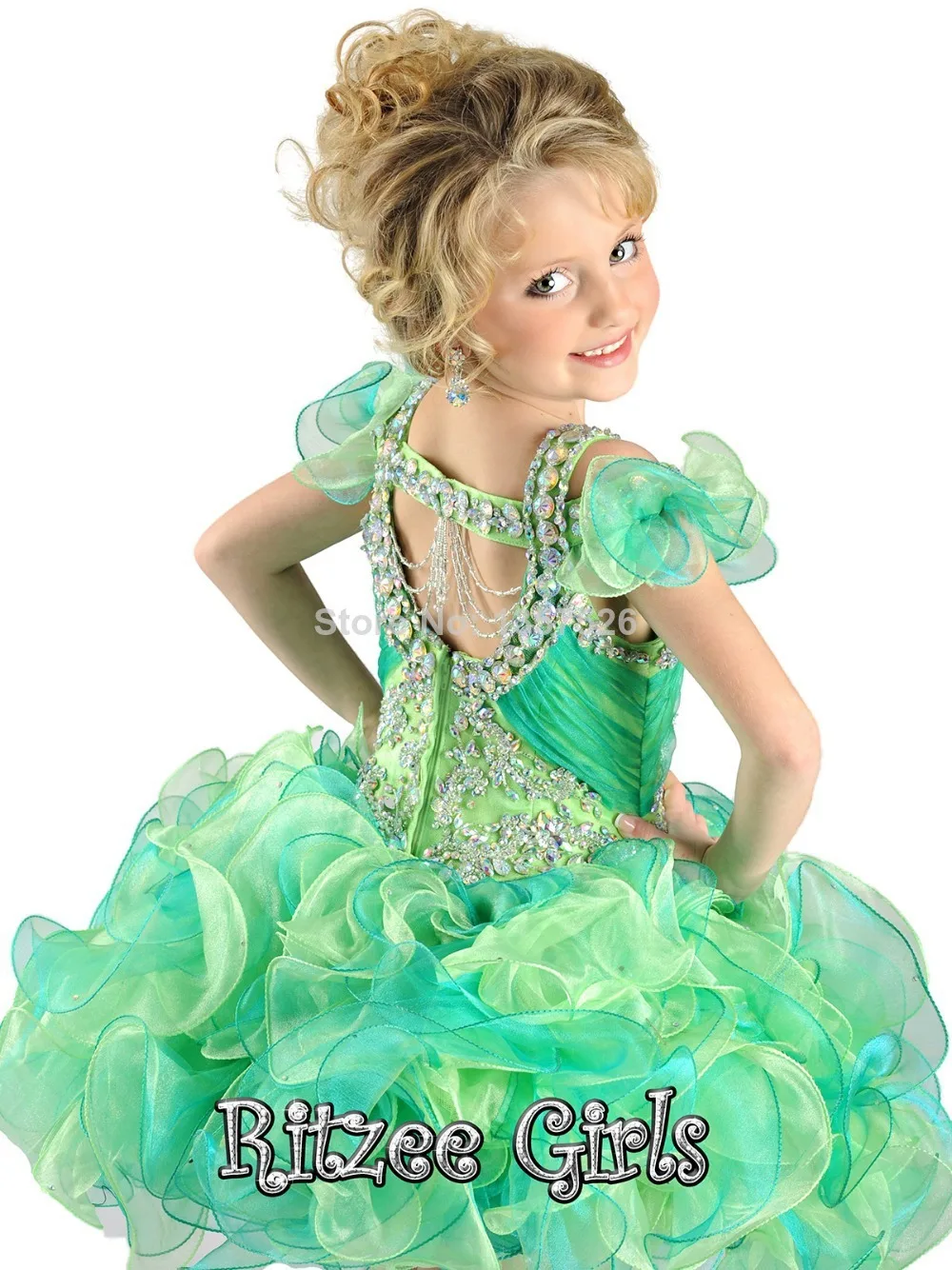 Off плечи бусины блестки девушки театрализованное платье органзы маленькая рози