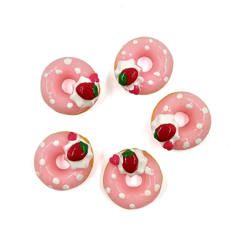 Pink Donut 5 шт. имитация десертного торта пончик миниатюрная фигурка персонажа мультфильма еда садовый торт украшения фигурки экшн-модель куклы - Цвет: Pink Donut