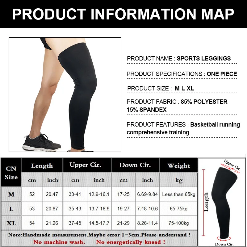1 PCS Lengthen Compression Leg Warmers Basketball Football Cycling Socks Knee Calf Sleeves UV Sun Leg Warmers Men Women images - 6