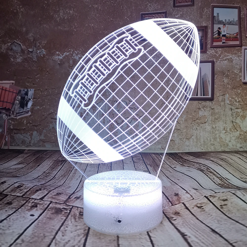 Прямая поставка крутая 3D ночник лампа Американский футбол 7 цветов Иллюзия Led USB