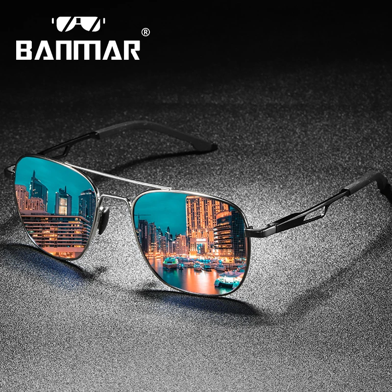 BANMAR бренд Для Мужчин's Винтаж квадратные очки поляризованные UV400 объектива