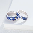 Женское кольцо с эффектом памяти Ван Гога, звездное небо, романтическое Открытое кольцо из стерлингового серебра 925 пробы, SRI347
