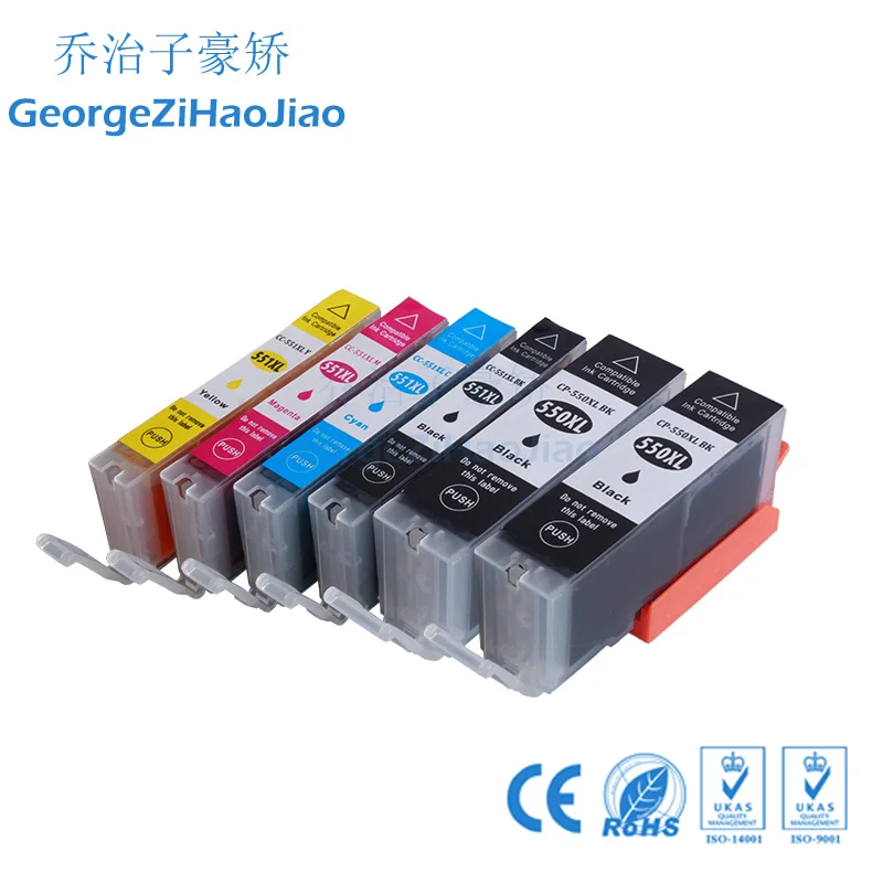 6 шт. 550XL Совместимость с PGI550 Canon Pixma iP7250 MG5450 MG5550 MG5650 MG5655 MG6350 MG6450 MX925|Чернильные