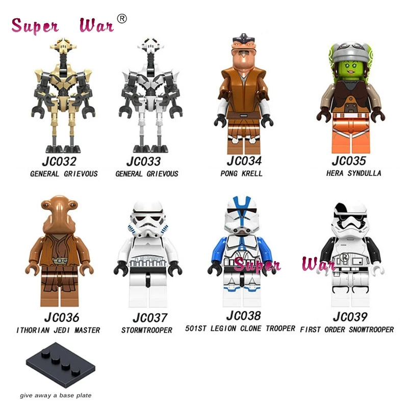 JC032-039 1 комплект серии 3 Leia Skywalker Yoda C3PO R2D2 Дарт Вейдер строительные блоки игрушки для детей - Цвет: JC032-039