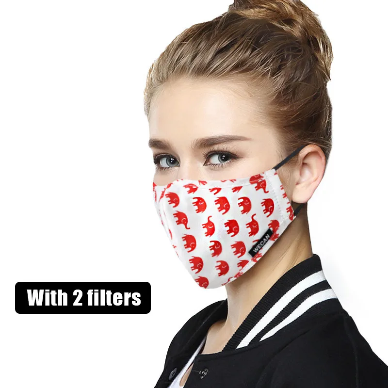 Women-Red elephant ZWZCYZ противопылевая маска для рта, хлопковая маска для лица, одноразовая многоразовая маска для рта, дышащая теплая Ветрозащитная маска - Цвет: Women-Red elephant
