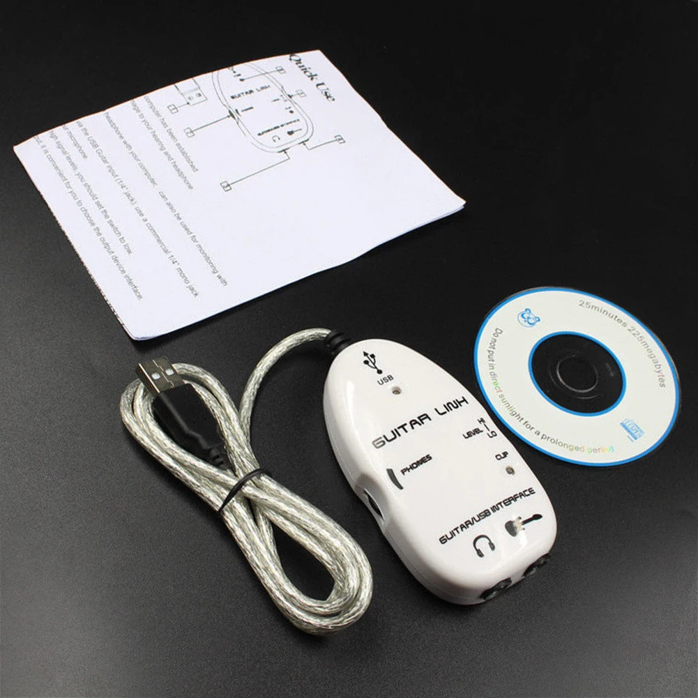 Электрогитара USB Интерфейс Ссылка Кабель-адаптер для MAC/PC Mac Recordin аксессуары для гитарных инструментов Набор для записи