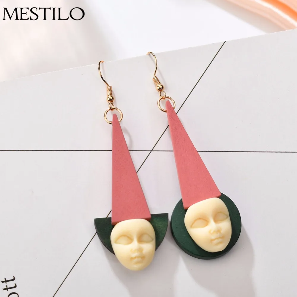 MESTILO новые модные геометрические треугольные круглые овальные деревянные маски для лица асимметричные