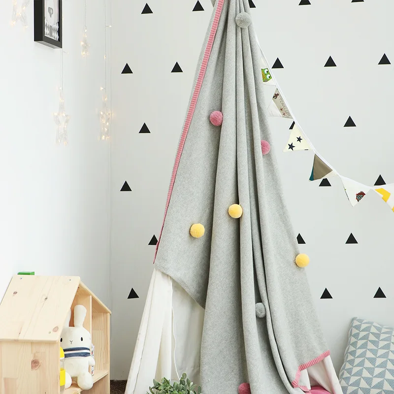 2018 Новинка весны 100% хлопок Одеяло гладкокрашеные взрослых однотонные вязаные