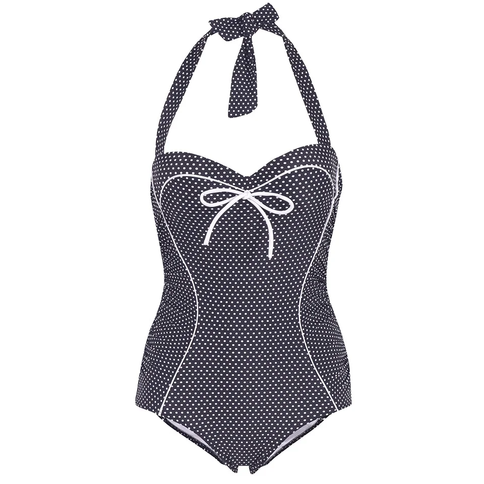 TCBSG Цельный купальник размера плюс женский лето 2019 винтажный Ретро пуш ап с