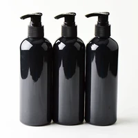 20pcs 300ml black cosmetic pet bottles empty shampoo lotion pump container plastic cosmetic packaging with dispensershower gel