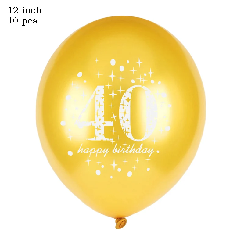 gold 40 Leeiu 10 шт 12 дюймов с днем рождения воздушные шары 30 40 50 золотые черные латексные шары вечерние украшения на день рождения - Цвет: gold 40