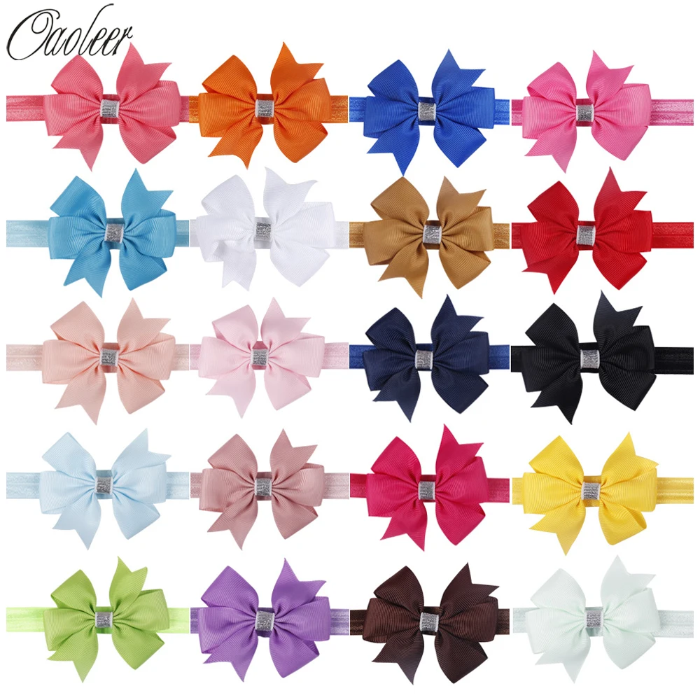 20 шт./лот 3 &quotPinwheel бант головная повязка сплошная корсажная лента повязки с