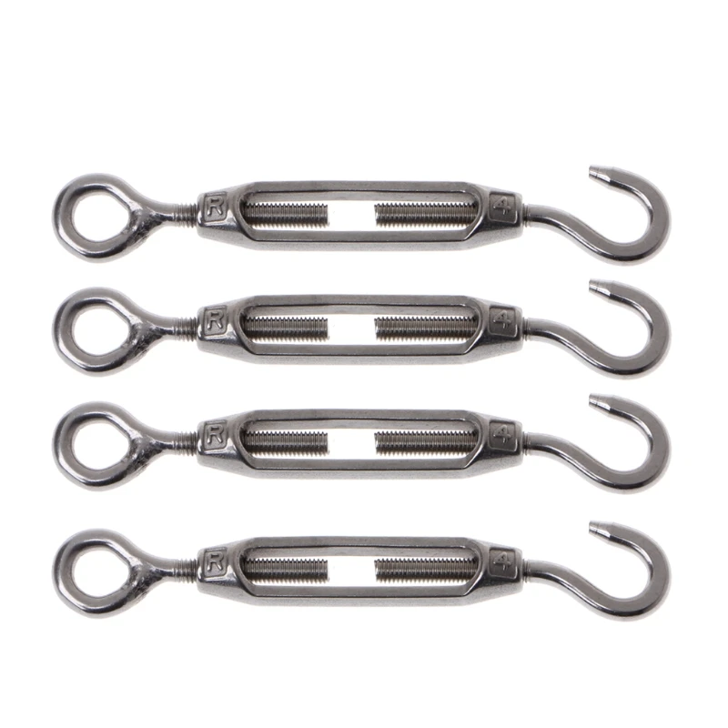 

4PCS 304 Stainless Steel M4 Hook & Eye Turnbuckle Light Duty Wire Rope Tension Chongxingdingjia153